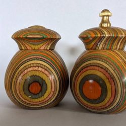 Retro Colorful Wood Salt & Pepper Shakers