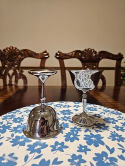 Vintage champagne coupe goblets silver plated set of 2