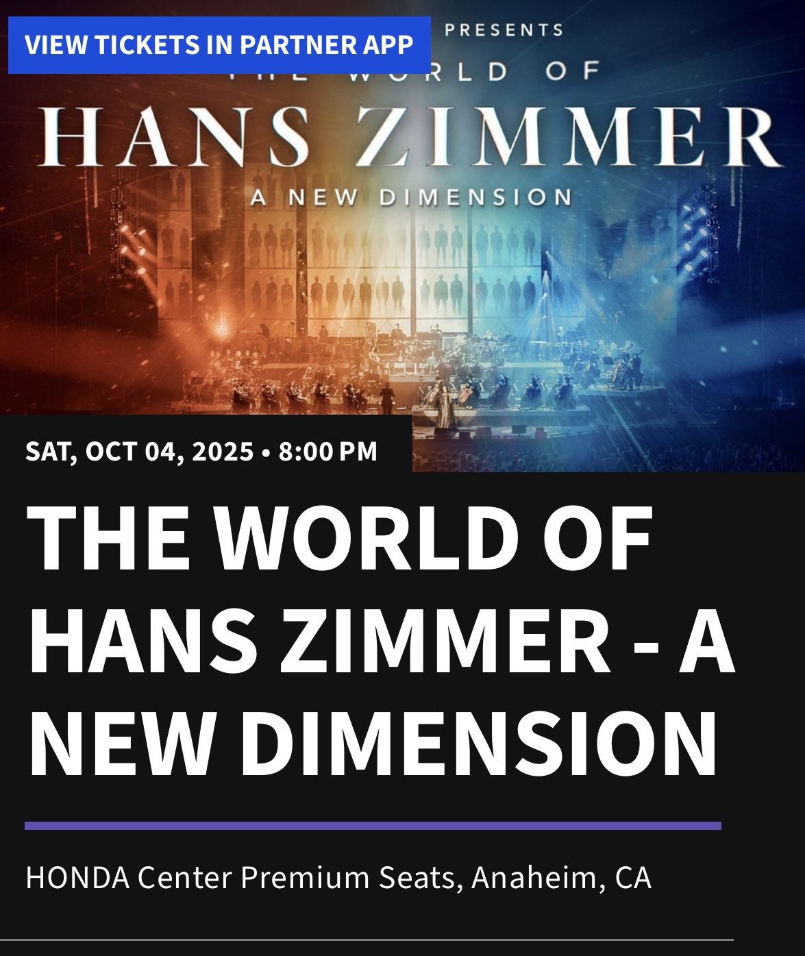 HANS ZIMMER HONDA CENTER