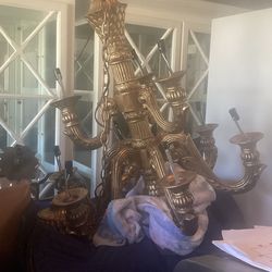 Gold Gilded 9 Arm Chandelier 