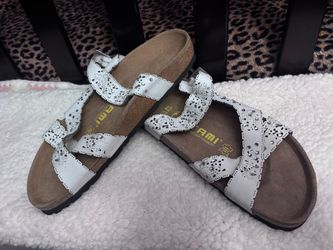Birkenstock Fussbett White Studded Sandals Size 42