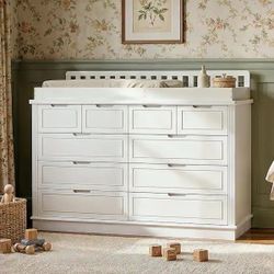 White Pine Solid Wood Dresser with Changing Table.