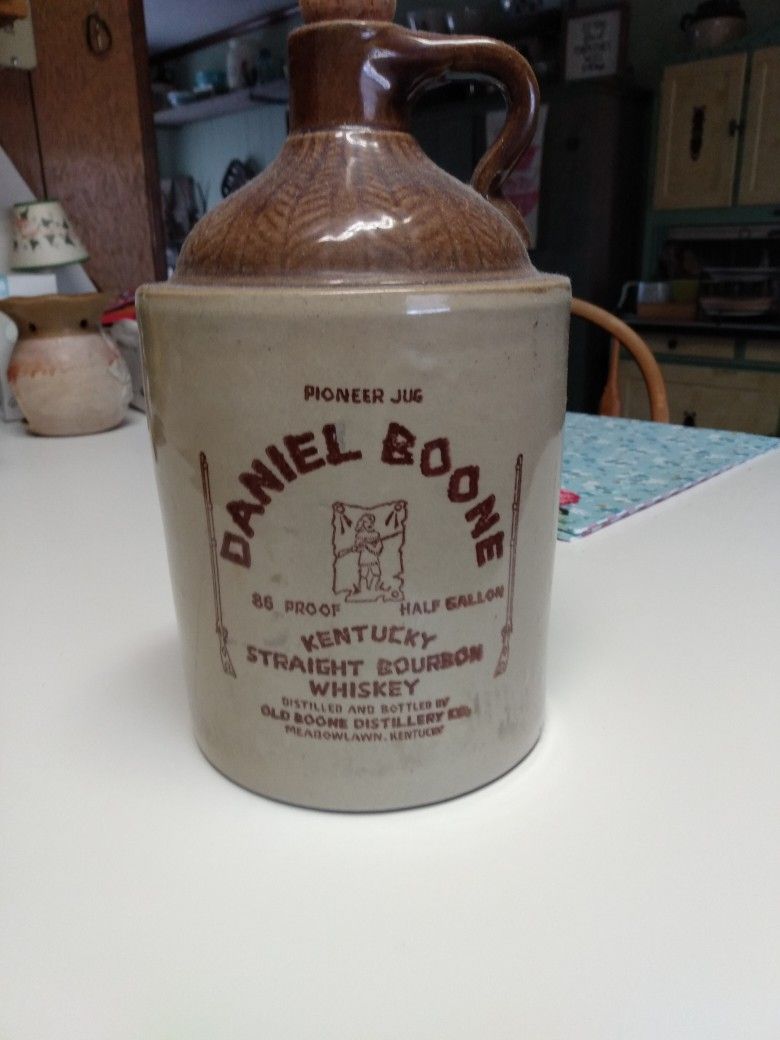 Pioneer Jug Daniel Boone Kentucky Straight Bourbon Whiskey Stoneware