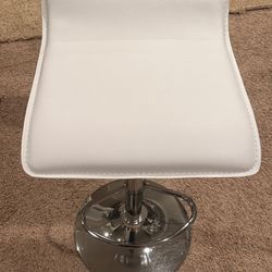 Set Of 4 - Adjustable White Leather Stools