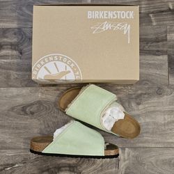 Stussy x Birkenstock Solana Shearling Slide Washed Green
