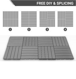 ❤️‍🔥 C) 36 PCS Plastic Interlocking Patio Deck Tiles, 12” × 12”, Waterproof, Anti-Slip, All-Weather Outdoor Flooring