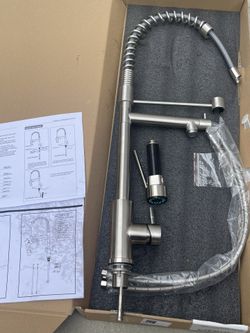 Kitchen Faucet Kit, Modern Style 2-Function Pull Down Sprayer and Pot Filler, High Arch Single Handle Kitchen Faucets with Spring Spout for Kitchen Si