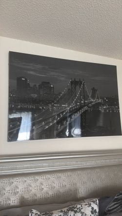 Black & White City Bridge Framed Wall Art