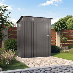 5X3 FT Metal Outdoor Storage Shed, Tool Shed with Pitched Roof and Lockable Door Compact Metal Tool Shed for Garden, Backyard, Patio, Everyday Sundrie