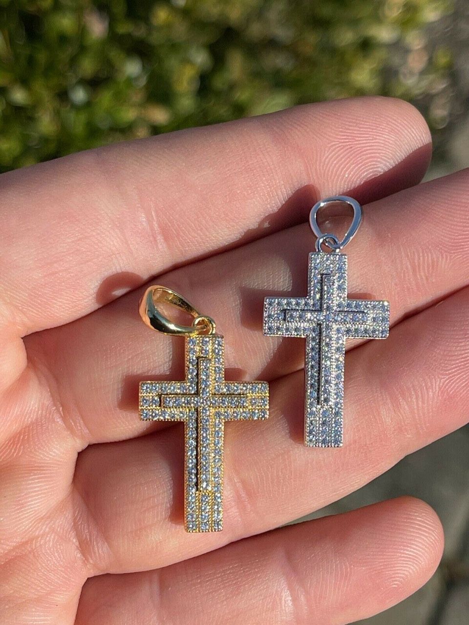 *PREORDER ONLY*  Solid White Or Yellow Gold Diamond Cross Pendant