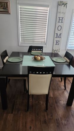 Black Dining Table with 4 Chairs