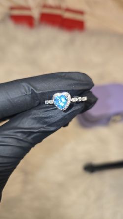 Swiss blue heart ring