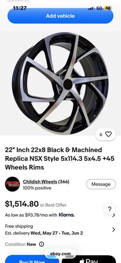 5x114.3 22” rims