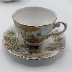 Vintage Royal Standard "the Old Mill Stream" Bone China Tea Cup & Saucer Set