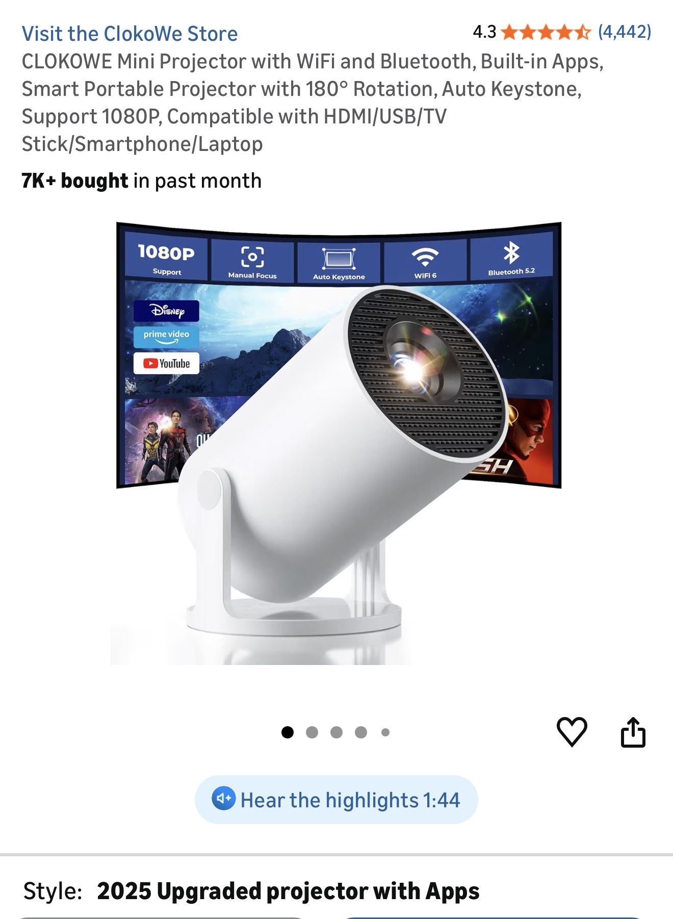 Mini Projector Whit WiFi And Bluetooth 