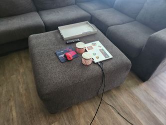 Grey modular Sofa with ottoman