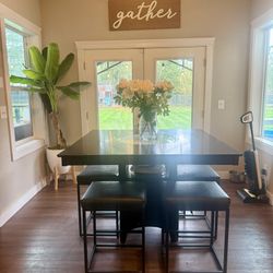 7-Piece Wood Square Transitional Dining Set