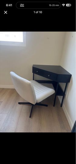 Black Corner Desk/Vanity and Wide Chair