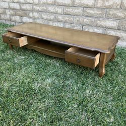 Vintage Two Drawer Coffee Table Solid Wood
