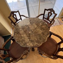 Granite Table  and 4 Chairs, Solid Furniture 