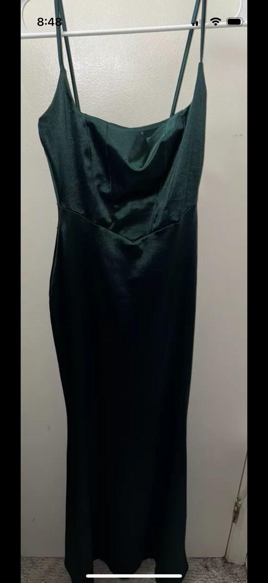 Windsor Satin Fitted Maxi Dress Hunter Green Sz Small