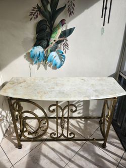 20.5x53.5 by 34.5 Tall  Foyer table / Sofa table /  or Outside Bar  Serving Table with solid marble top