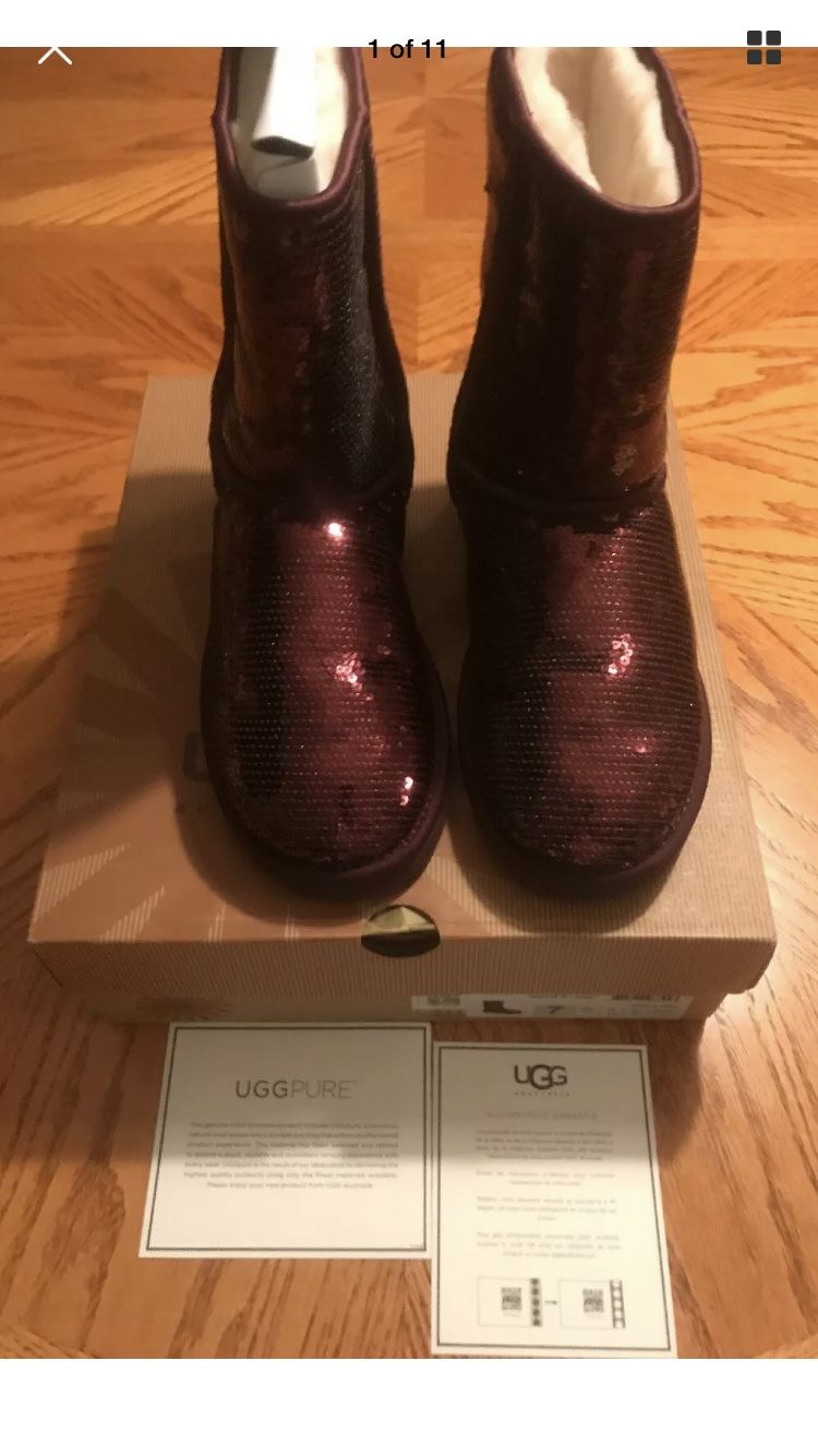 UGG W Purple Boot Classic Short Sparkles 1006739 W / Port