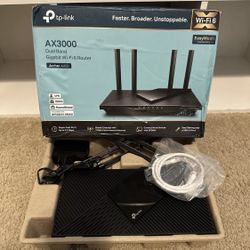 TP-Link AX3000 Dual-Band Gigabit Wi-Fi 6 Router - Archer AX55  Very lightly used!  Introducing the TP-Link AX3000 Dual-Band Gigabit Wi-Fi 6 Router - A