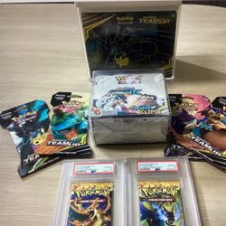 Vintage Pokmon Sealed Collection Lot Team Up ETB, Cosmic Eclipse Booster  Box, Team-Up Sleeved Art Set, PSA10 Flashfire XY Charizard Slabs for Sale  in Federal Way, WA - OfferUp
