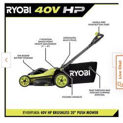 Ryobi 40V electric lawnmower + string trimmer