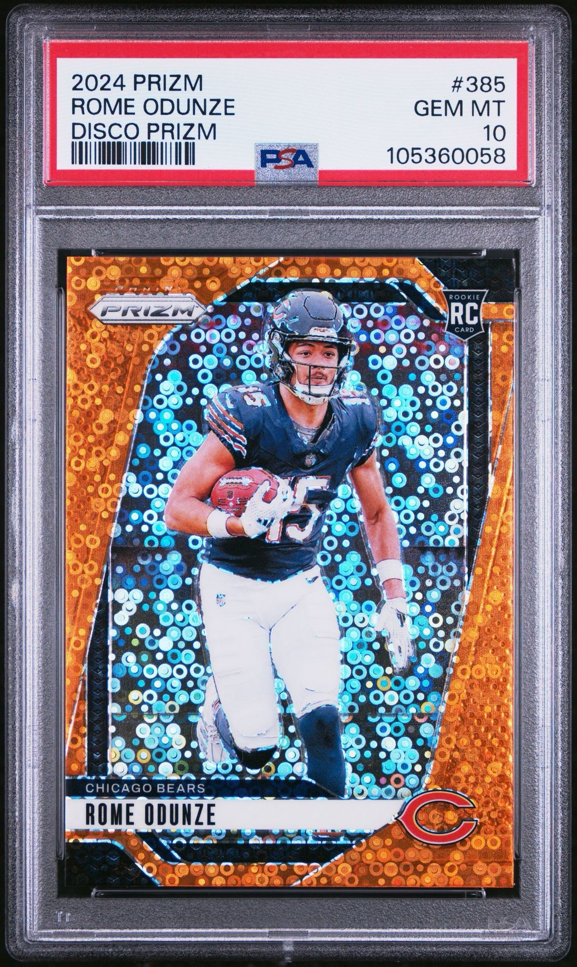 2024 Prizm Rome Odunze Orange Disco #385 PSA 10 Chicago Bears
