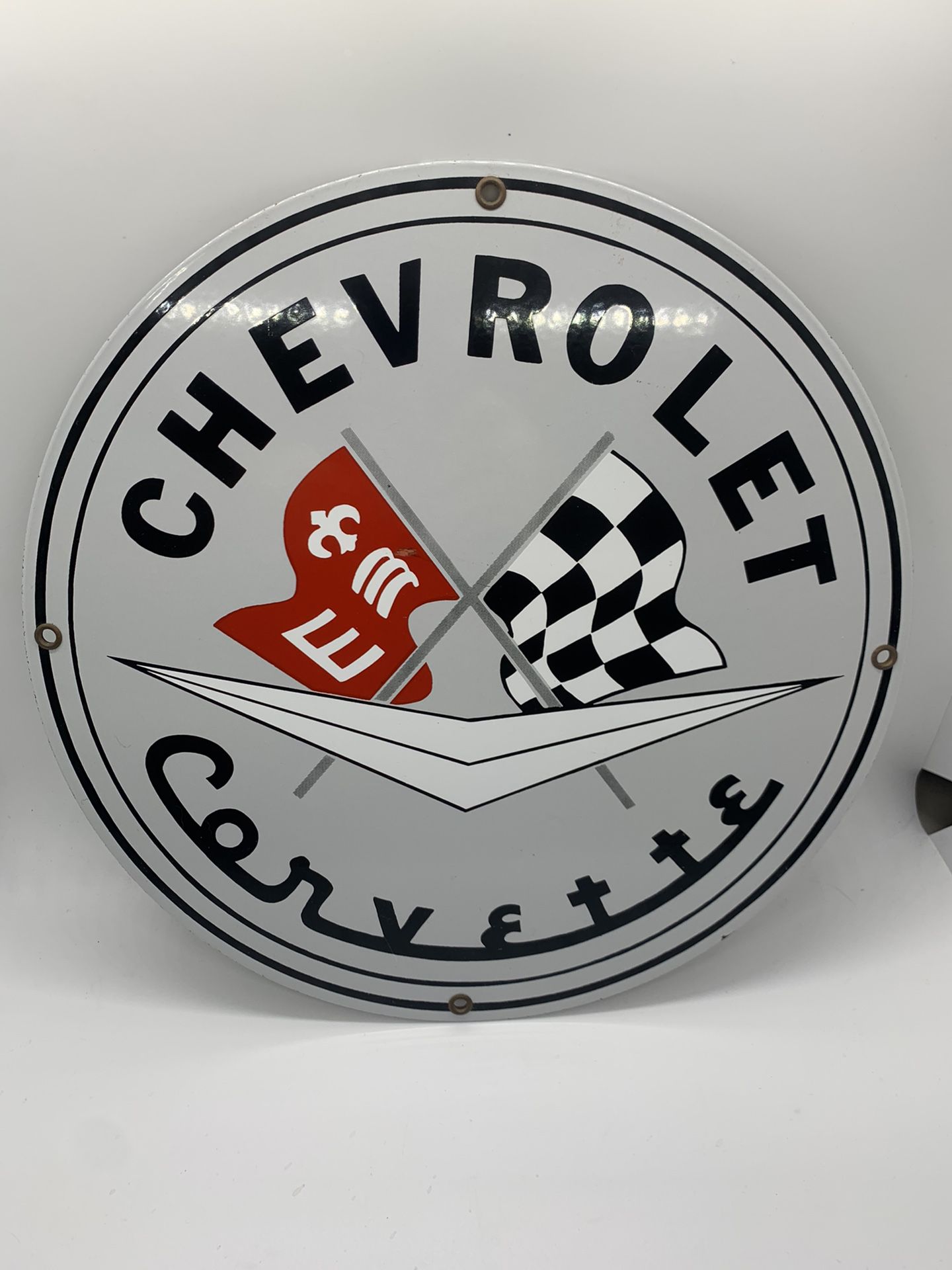 Vintage Chevrolet Corvette Metal Sign- Heavy Retro Chevy Memorabilia Car Collector Garage Signage