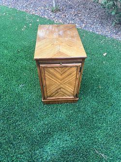 Wood End Table with Drawer and Cabinet