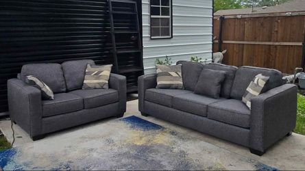 Gray Fabric Sofa and Loveseat Set