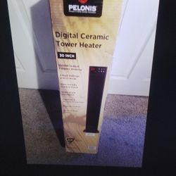 New Pelonis Ceramic Tower Space Heater 30" Adjustable Thermostat 75° Oscillation 1500w For Large Rooms 
