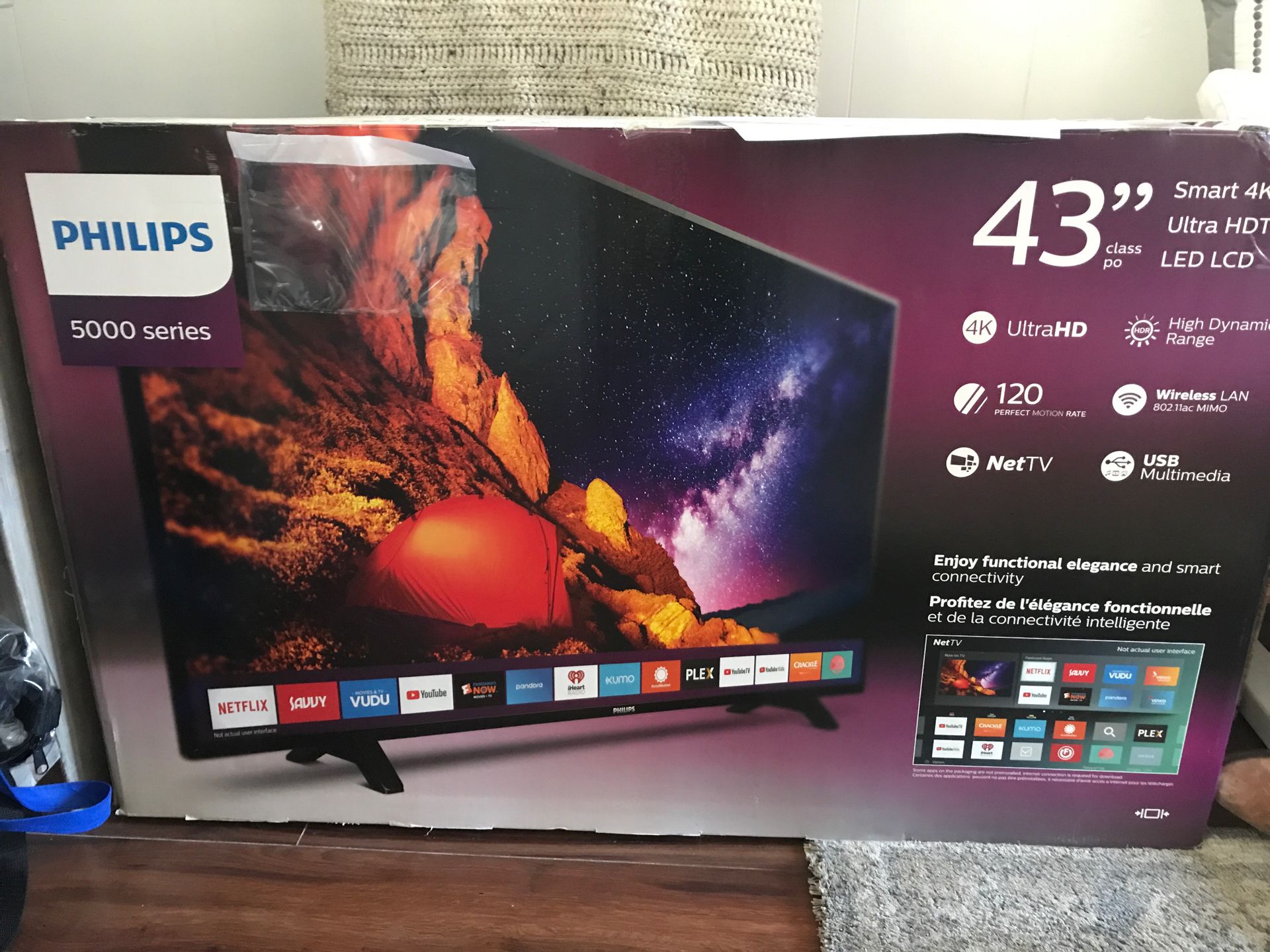 Brand new still In Box 43” Phillips 4K Smart Tv