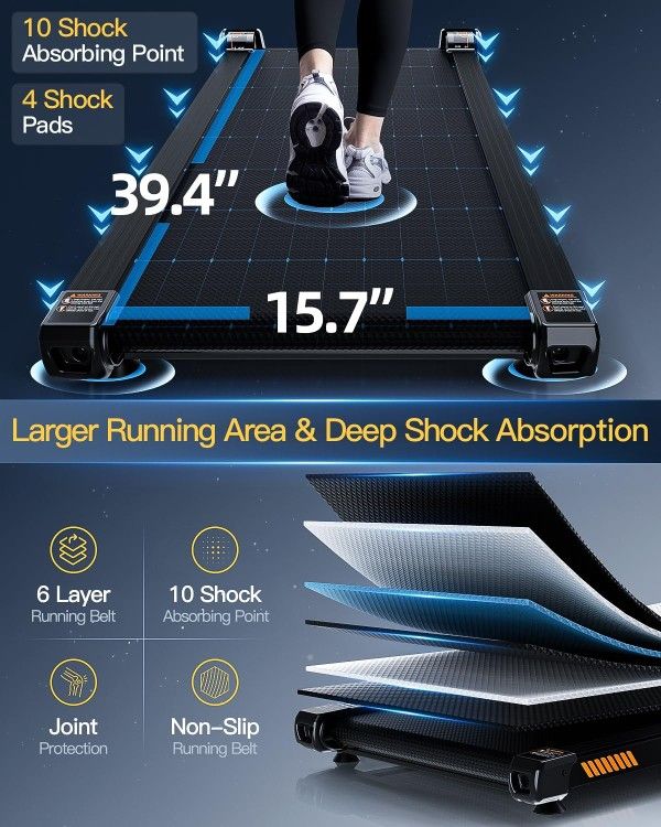 Up Pad, FINEHORSE Walking Pad Treadmill with Auto Incline, 6 in 1 Under Desk Treadmill, 6-Level Incline Treadmill, 2.5HP Portable Treadmill for Home w