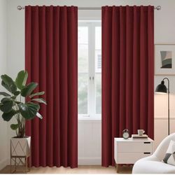 Joydeco Blackout Curtains for Bedroom 72 Inches Long 2 Panels Set Black Curtains for Bedroom with Rod Pocket Back Tab, Room Darkening Noise Reducing D