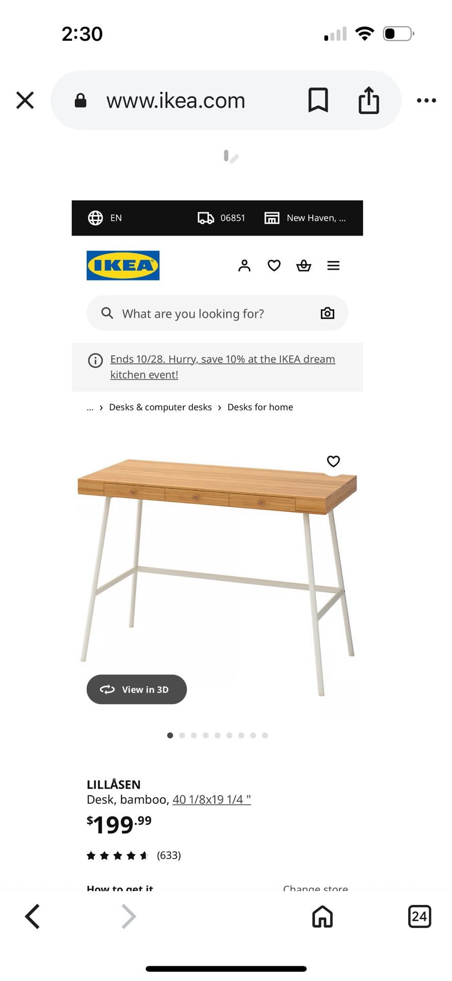 Items For Sale.  IKEA Desk And Yellow Swivel Chair $60