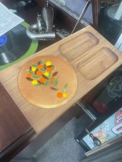 Vintage mid century modern enamel cheese tray