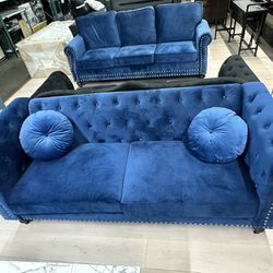 Blue Two Seaters Sofa 