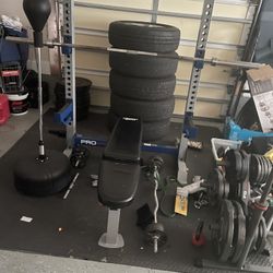 Olympic Metal/rubber Plates Plus Bench/weight Tre/resistance Band