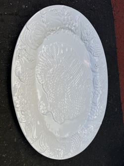 White Ceramic Turkey Platter