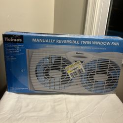 NEW HOLMES MANUALLY REVERSIBLE TWIN WINDOW FAN 