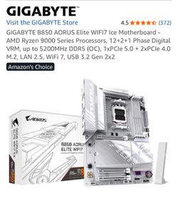 GIGABYTE B850 AORUS Elite WIFI7 Ice Motherboard - AMD Ryzen 9000 Series Processors,
