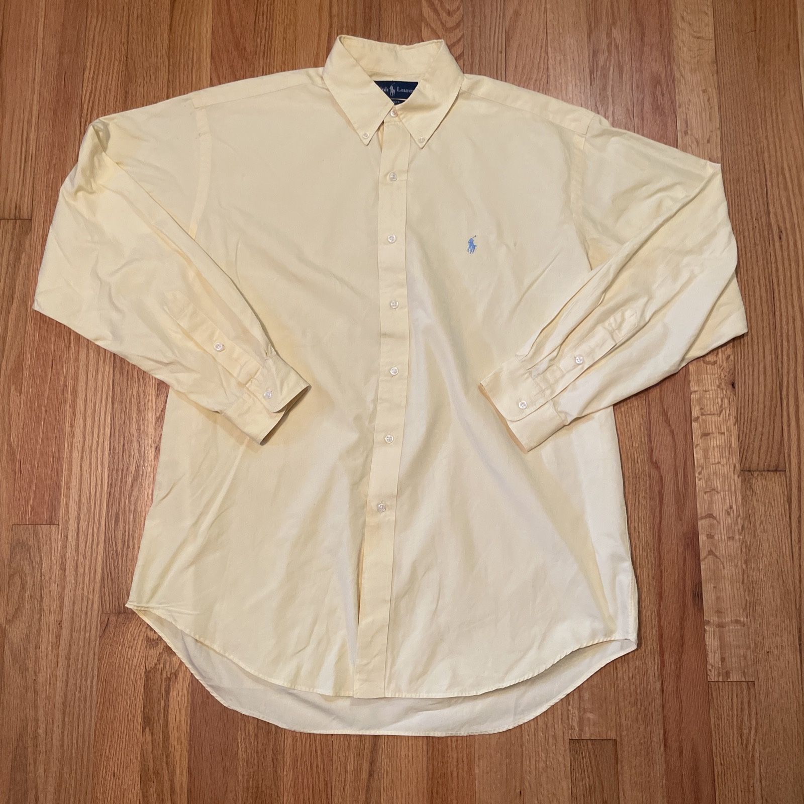 Polo Ralph Lauren Mens Long Sleeve Button Down Work Shirt Yellow Blake Size L