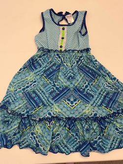Girls Jona Michelle Blue Green Dress Size 8