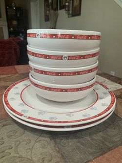 Classic Coca Cola bowls and plates