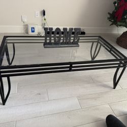 Black Metal & Glass Coffee Table 