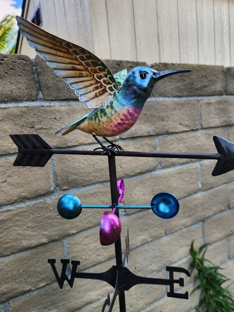 60" Weathervane Metal Hummingbird-PURPLE CORONET Stake, Yard Art, Garden Decor